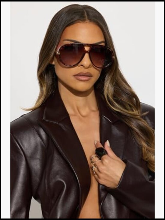 Oversized Aviator Sunglasses Retro Gold Metal Frame Vintage Chic Sun Glasses main image 5